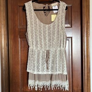 a’reve NWT Embellished BoHo Lace Sleeveless Blouse Size 1XL
